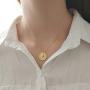 Carved Gold Coin Pendant Necklace for Women Girls Men 925 Sterling Silver 18K Gold Plated Simple Round Chain Goddess Worship Celebrity Medal Reversible Keepsake Chic Choker Fashion Jewelry Gifts Box