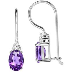 Silvershake Birthstone Gemstones 925 Sterling Silver Hook Earrings