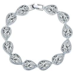 Syink Bridal Jewelry Set for Wedding Party Crystal CZ Zircon Earrings Bracelets Necklace Jewelry Set 3pcs Silver Tone