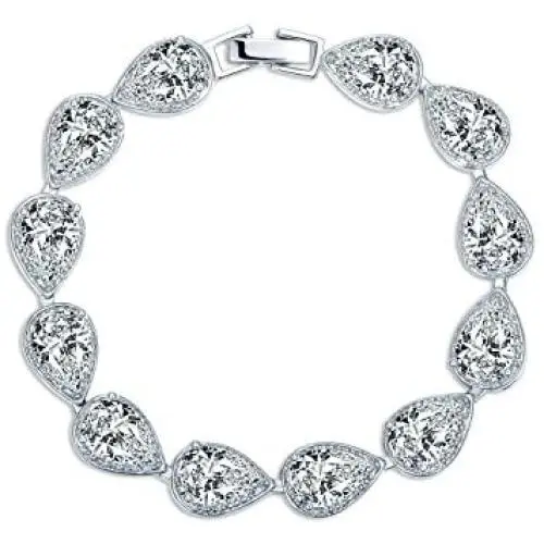 Syink Bridal Jewelry Set for Wedding Party Crystal CZ Zircon Earrings Bracelets Necklace Jewelry Set 3pcs Silver Tone