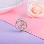 925 Sterling Silver Rose Flower Urn Necklace for Ashes - Engraved No Longer by My Side Forever in My Heart Double Rings Cremation Jewelry Keepsake Memorial Gift