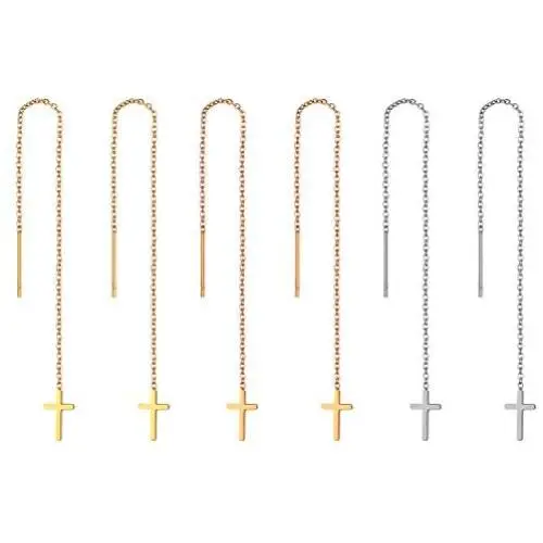 Cupimatch 3 Pairs Cross Tassel Threader Dangle Drop Earrings Set, Stainless Steel Ear Pierced Long Chain Earrings Set for Women Girls Cupimatch 3 Pairs Cross Tassel Threader Dangle Drop Earrings Set, Stainless Steel Ear Pierced Long Chain Earrings Set for Women Girls
