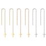 Cupimatch 3 Pairs Cross Tassel Threader Dangle Drop Earrings Set, Stainless Steel Ear Pierced Long Chain Earrings Set for Women Girls