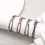 Handmade Adjustable Rope Bracelet Two Rings Link Symbol of Love Friendship Affection Luck Bracelet Jewelry Gift