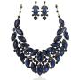 SP Sophia Collection Drop Collar Austrian Crystal Marquise Rhinestone Cluster Necklace and Stud Post Dangling Earring Set