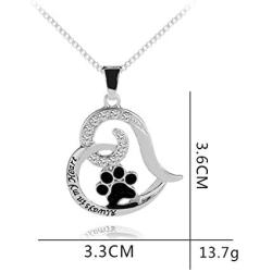 AILUOR Dog Paw Necklace, Cute Puppy Paw Print Forever Love Heart Pendant Always in My Heart Footprint Necklace Memorial Jewelry for Dog Lovers - Live & Love & Rescue