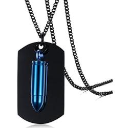 Mealguet Jewelry Personalized Custom Two-Pieces Stainless Steel Cremation Urn Bullet Military Dog Tags ID Pendant Necklace for Men,24''