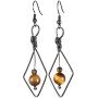 Nupuyai Crystal Stone Beads Dangle Earrings for Women, Handmade Wire Wrapped Rhombus Geometric Healing Jewelry for Reiki