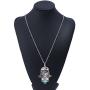 Eiffy Bohemian Hamsa Fatima Hand Necklace Pendants Colorful Rainbow Stone Beads Palm Long Sweater Chain Boho Jewelry for Women