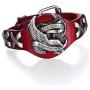 Gloalwin Jewellery Leather Bracelet for Men Genuine Leather Cuff Stainless Steel Adjustable Unisex Wristband (Red)