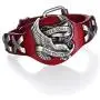 Gloalwin Jewellery Leather Bracelet for Men Genuine Leather Cuff Stainless Steel Adjustable Unisex Wristband (Red)