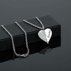 Elefezar Angel Wing Heart Pendant Necklace Keepsake Memorial Chain Jewelry for Women Mother