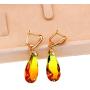 Uloveido Imitated Tourmaline Water Drop Earrings Teardrop Gradient Orange Dangle Earrings Gold Plated Wedding Jewelry for Women Y614