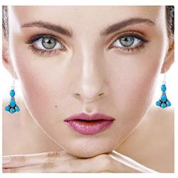 Turquoise Earrings 925 Sterling Silver & Genuine Gemstones (Choose Color)