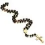 Mealguet Jewelry Fashion Stainless Steel Rubber Black Gold Plated Two-Tone Beaded Jesus Christ Crucifix Cross Rosary Necklace Mealguet Jewelry Fashion Stainless Steel Rubber Black Gold Plated Two-Tone Beaded Jesus Christ Crucifix Cross Rosary Necklace