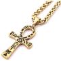 Warvik Egypt Ankh Cross Eye CZ Stone Pendant Necklace Gold/SilverColor, Stainless Steel Jewelry Men Women Wheat Chain 20/28 Inch