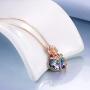 AOBOCO Sterling Silver Heart Rose Flower Necklace Embellished with Crystals from Austria, Fine Anniversary Birthday Rose Flower Jewelry Gifts for Women