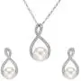 EVER FAITH 925 Sterling Silver CZ AAA Freshwater Cultured Pearl 8 Infinity Necklace Earrings Set