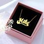 YINSHIFU Name Necklace Personalized Name Plate Pendant Necklace with Heart in 18K Gold Plated