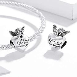 BAMOER 925 Sterling Silver Charms for Women Thanksgiving Angel Family Charm for Pandora Bracelets