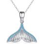 Sterling Silver Mermaid Tail Necklace with 5A Cubic Zirconia Fish Ocean Jewelry Good Luck Necklace for Women