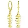 Nautical Ocean Leverback Drop Dangle Fishbone Fish Earrings For Women For Teen 14K Gold Plated 925 Sterling Silver Nautical Ocean Leverback Drop Dangle Fishbone Fish Earrings For Women For Teen 14K Gold Plated 925 Sterling Silver