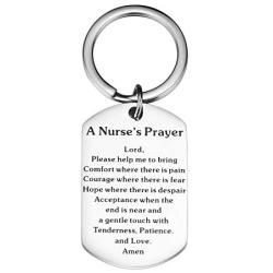 Udobuy Nurse Keychain Gifts - Nursing Keychain Jewelry Perfect Nurses Appreciation Gift for Birthday Graduation Christmas Caduceus Symbol RN Nurses Prayer Keyring