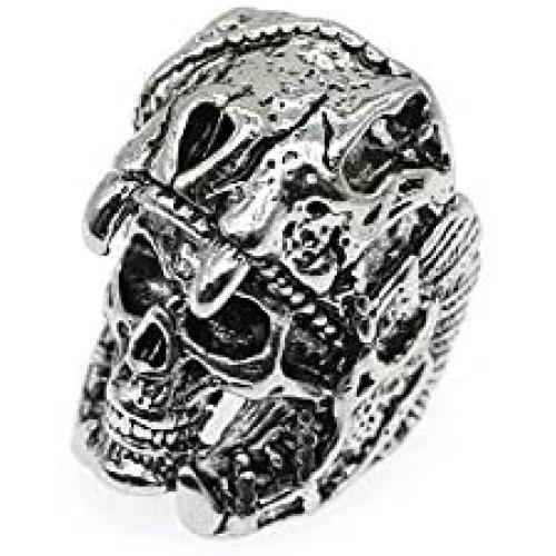 Mens Punk Silver Demon Skull Ring Vintage Heavy Gothic Biker Rings Metal Rock Biker Bands Fashion Jewelry for Men Boy