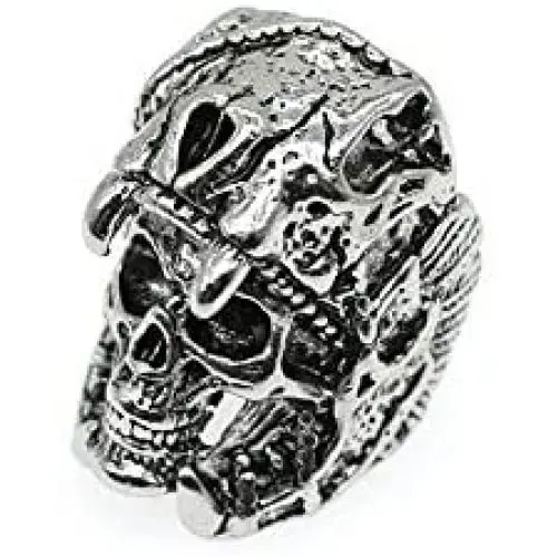 Mens Punk Silver Demon Skull Ring Vintage Heavy Gothic Biker Rings Metal Rock Biker Bands Fashion Jewelry for Men Boy