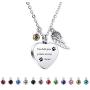 VIBOOS Heart Angel Wing Pendant Urn Necklace Birthstones for Men Women Boys Girls Dog Cat Pet Stainless Steel Ashes Necklace Memorial Keepsake Cremation Funnel Kit Jewelry