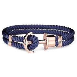 PAUL HEWITT Anchor Bracelet Women PHREP - Sailcloth Bracelet for Women, Nylon Bracelet for Women (Navy Blue) with Anchor Jewelry Made of IP Stainless Steel (Rose Gold), Beautiful Jewelry for Women