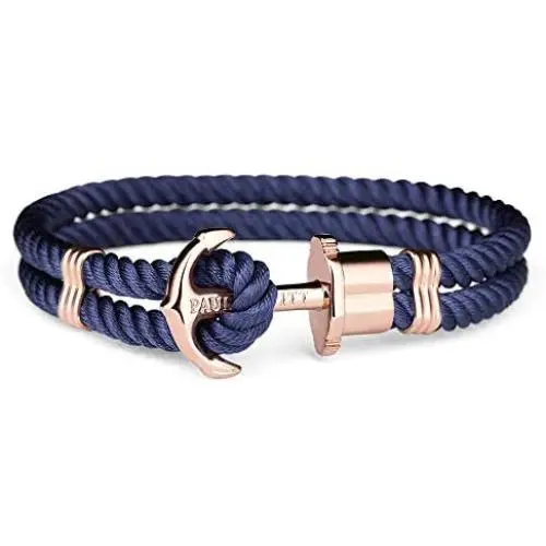 PAUL HEWITT Anchor Bracelet Women PHREP - Sailcloth Bracelet for Women, Nylon Bracelet for Women (Navy Blue) with Anchor Jewelry Made of IP Stainless Steel (Rose Gold), Beautiful Jewelry for Women