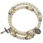 Religious Fashion Jewelry White and Blue Prayer Bead Spiral Rosary Bracelet with Miraculous Medal Charm, One Size Religious Fashion Jewelry White and Blue Prayer Bead Spiral Rosary Bracelet with Miraculous Medal Charm, One Size