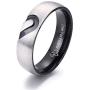 LAVUMO Matching Promise Rings for Couples Love You Forever Wedding Bands Sets for Him and Her Half Heart Rings Stainless Steel 6mm with Box Comfort Fit