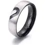 LAVUMO Matching Promise Rings for Couples Love You Forever Wedding Bands Sets for Him and Her Half Heart Rings Stainless Steel 6mm with Box Comfort Fit