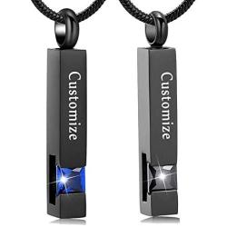Memorial Jewelry Brithstone Cube Cremation Urns Jewelry Ashes Keepsake Stainless Steel Crystal Pendant