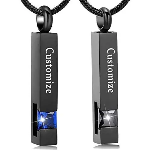 Memorial Jewelry Brithstone Cube Cremation Urns Jewelry Ashes Keepsake Stainless Steel Crystal Pendant