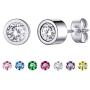 GoldChic Jewelry 6 Pair/7 Pairs Round Clear CZ Faux Pearl/Bezel-set Stud Earings Set 5mm Interchangeable,Stainless Steel Earrings for Sensitive Ears,[Can Change Stone]
