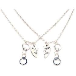 AMOR SPES Partners in Crime Necklace for 2 Best Friends Gifts Friendship Jewelry Heart Charms Couples for Valentine