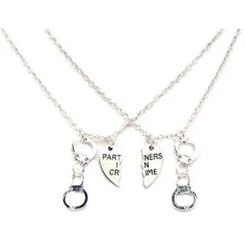 AMOR SPES Partners in Crime Necklace for 2 Best Friends Gifts Friendship Jewelry Heart Charms Couples for Valentine AMOR SPES Partners in Crime Necklace for 2 Best Friends Gifts Friendship Jewelry Heart Charms Couples for Valentine