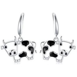 WINNICACA Mom Gifts Cow Earrings for Women 925 Sterling Sivler Dangle and Stud Earrings Jewelry Gift for Birthday Mothers Day