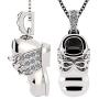 Birthstone Baby Shoe Necklace Pendant w/Swarovski Zirconia - Gold Plated Silver or Solid Gold