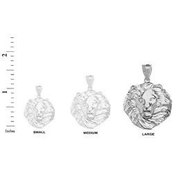 Elegant Leo Zodiac Sign King Lion Head Necklace Pendant (Large)