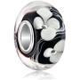 LovelyJewelry 925 Sterling Silver Charms Flower Black Lampwork Murano Synthetic Glass Beads for Charm Bracelet …