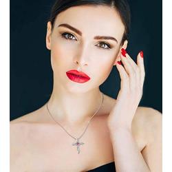 YL Celtic Knot Cross Necklace Sterling Silver Cubic Zirconia Loop Infinity Pendant Dancing Bristhstones Crucifix Jewelry