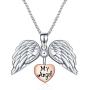 Sterling Silver Heart Angel Wings Locket My Angel Necklace Guardian Angel Jewelry Gifts for Women