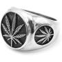 SAINTHERO Mens Vintage Stainless Steel Ring Weed Marijuana Cannabis Leaf Symbol Rock Punk Hip-hop Jewelry Size 7-15