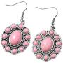 Shop LC Stainless Steel Silvertone Oval Pink Howlite Flower Statement Cuff Earrings Pendant Necklace Prom Jewelry Sets for Women Mothers Day Gifts