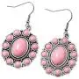 Shop LC Stainless Steel Silvertone Oval Pink Howlite Flower Statement Cuff Earrings Pendant Necklace Prom Jewelry Sets for Women Mothers Day Gifts
