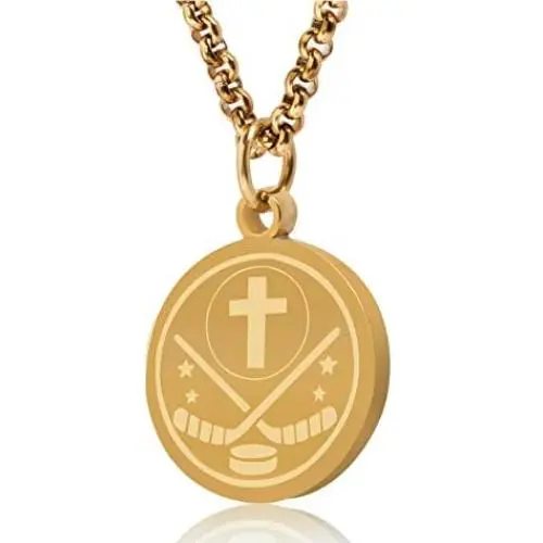 Pendant Sports Luke 1:37 Athletes Necklace Crafted in Stainless Steel and Presented in a Black Velvet Box. Baseball, Football, Hockey, Racing, Soccer, Basketball & Volleyball.